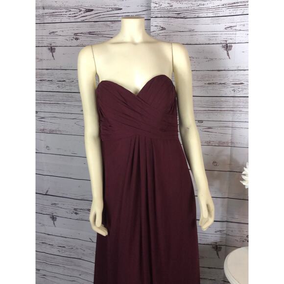 BILL LEVKOFF Chiffon strapless gown, sweetheart neckline, pleated bodice size 14 - Picture 5 of 12